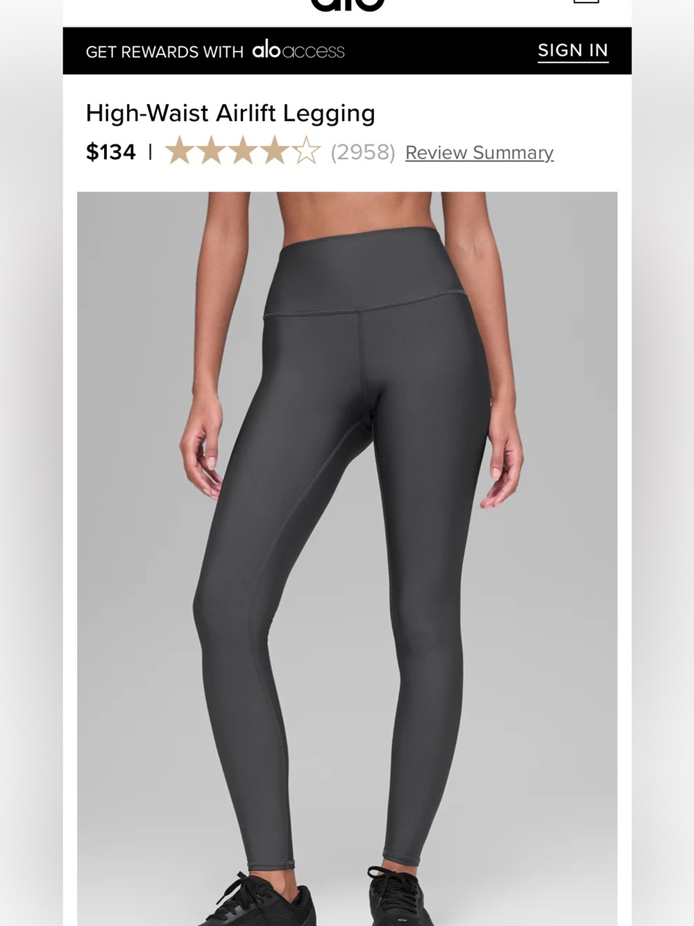 Alo High-Waist Airlift Legging in Anthracite